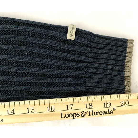 Columbia Green Ribbed Knit Sweater Mens Long Sleeve Pullover, 100% Cotton Sz XL - Picture 9 of 10